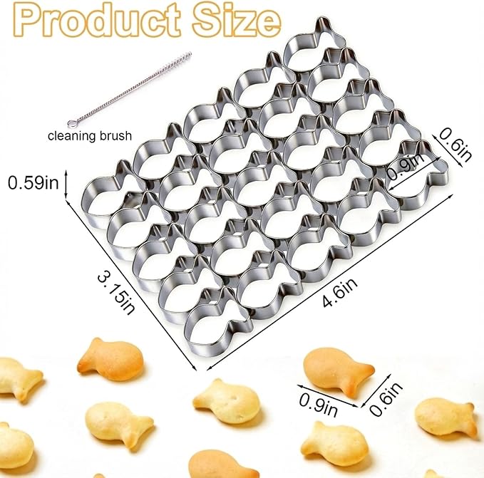 AIERSA Gold Fish Cracker Cutter, 25 Cavity Fish Cookie Cutter, Mini Gold Fish