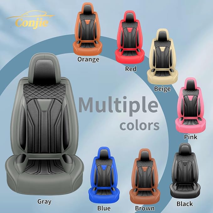 Car Seat Covers Fit for Jeep 5 Seats Grand Cherokee 2007-2025 2026 -Premium Leather, Waterproof & Breathable，All-Weather Seat Cushion Protecto & Airbag Compatible, Full Set Gray & Black