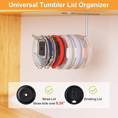 4 Pack Tumbler Lid Organizer, Space Saving Cup Lid Organizer