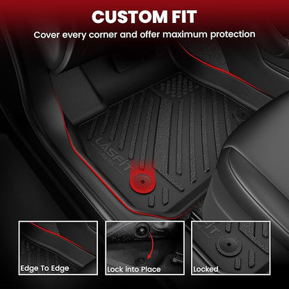 LASFIT Floor Mats & Cargo Mat for Kia K4 2026 2025 All Weather TPE Custom Fit Floor Liner 1st & 2nd Row Full Set Car Mats and Trunk Mat Accessories, Black