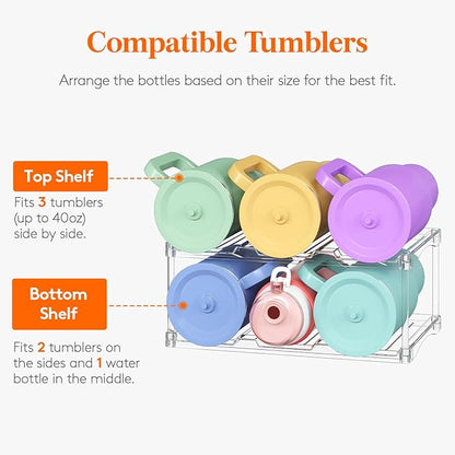 Lifewit Stackable Bottle Storage Organizer, Large Slot Water Bottle Tumbler Cup