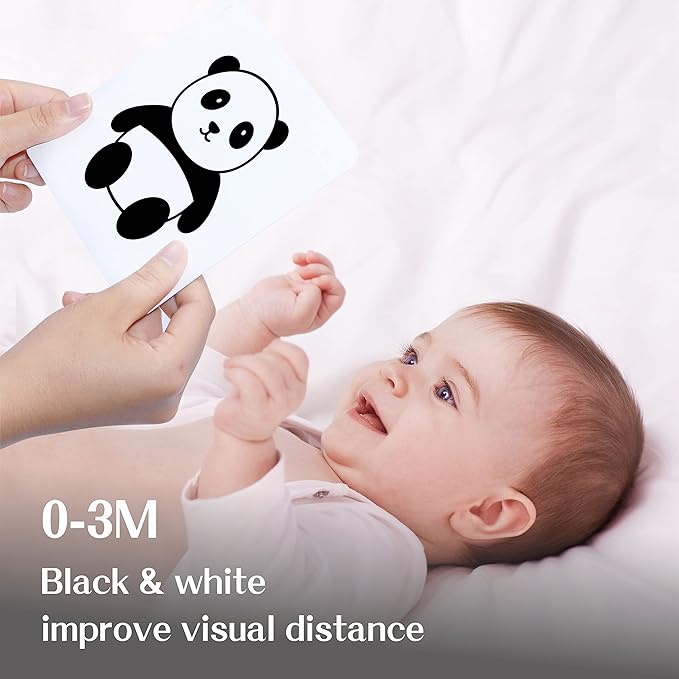 50 Pages Visual Stimulation Flashcards, 25 PCS Black and White Baby Visual Stimulus Cards Sensory Developmental Black White Card Set for Newborn Baby 0-3 Months (5.5” X 5.5”)