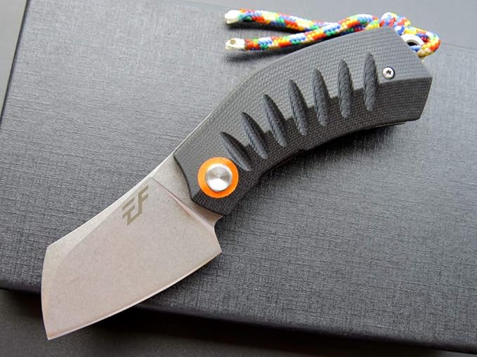 Eafengrow EF85 Folding Knife with Clip Stone Wash D2 Steel Blade G10 Handle Pocket Knife Ball Bearing Flipper Outdoor Camping Survival EDC Tool Knives(black)