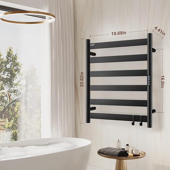 R FLORY Heated Towel Rack for Bathroom, 6 Bar Wall Mounted Towel Warmer Racl