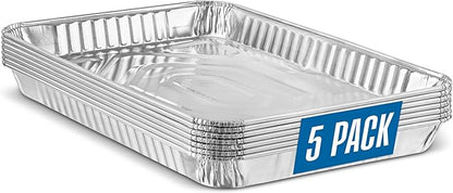 PLASTICPRO Aluminum Pans 5 Pack Disposable Cookie Sheets 9'' x 13'' Baking Pans
