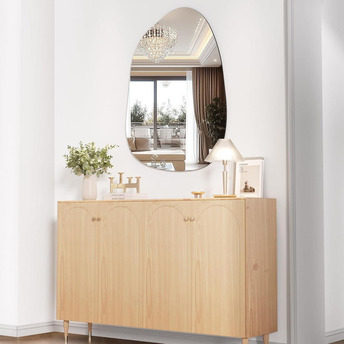 Hasipu 32"x24" Irregular Wall Mirror Frameless Asymmetrical Mirror for Wall | Frameless Wall Mirror, 4mm Tempered Glass, Horizontal & Vertical, Wall Mount, Bathroom, Bedroom, Modern Home Decor