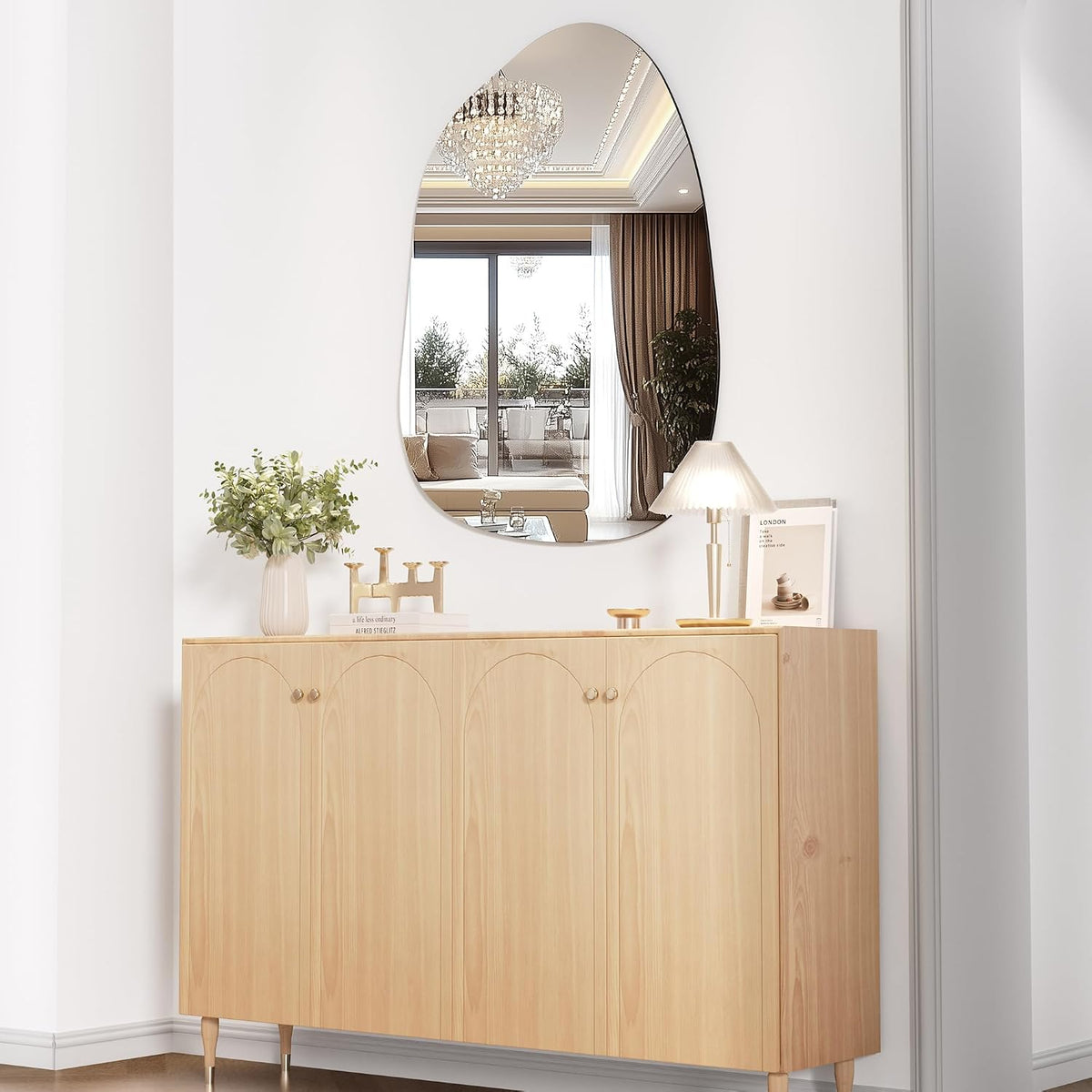 Hasipu 32"x24" Irregular Wall Mirror Frameless Asymmetrical Mirror for Wall | Frameless Wall Mirror, 4mm Tempered Glass, Horizontal & Vertical, Wall Mount, Bathroom, Bedroom, Modern Home Decor