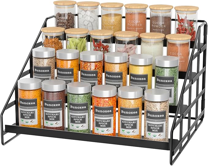 Bunoxea Spice Rack 4 Tier Kitchen Cabinet Organizer, Countertop Spice Rack