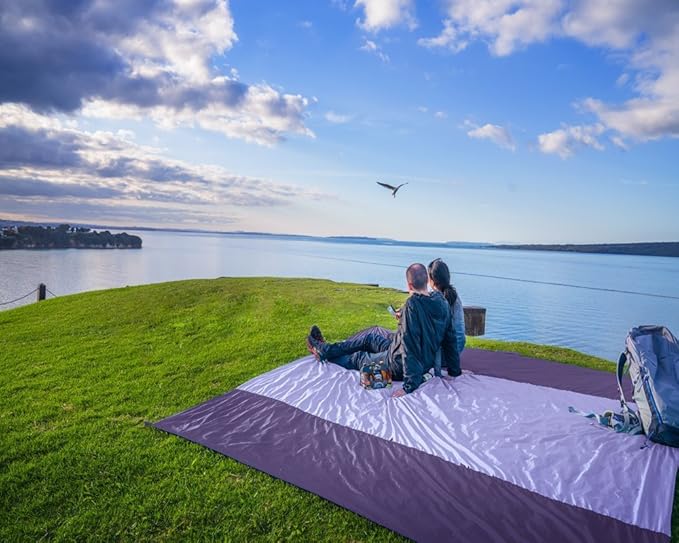 WEKAPO Beach Blanket Sandproof Waterproof, Extra Large Beach Mat, Oversized & Compact Sand Free Mat Quick Drying, Lightweight & Durable with Stakes & Corner Pockets