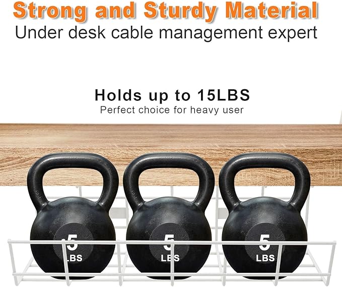 Under Desk Cable Management- 4 Pack Cord Organizer. Metal Wire Cable Management