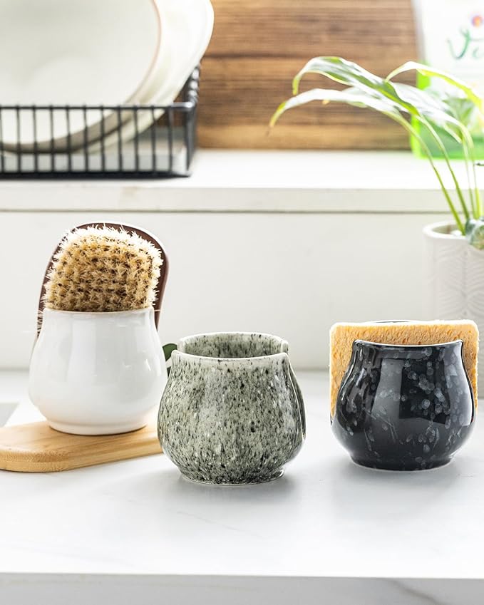 Zoeeker Ceramic Sponge Holder, Kitchen Sponge Holder Sink Caddy Organizer Dish