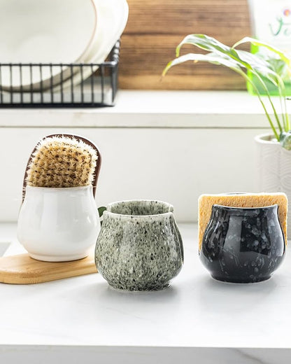 Zoeeker Ceramic Sponge Holder, Kitchen Sponge Holder Sink Caddy Organizer Dish