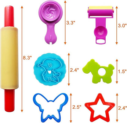 FRIMOONY Dough Tools Set for Kids, Various Plastic Molds, 45 Pieces