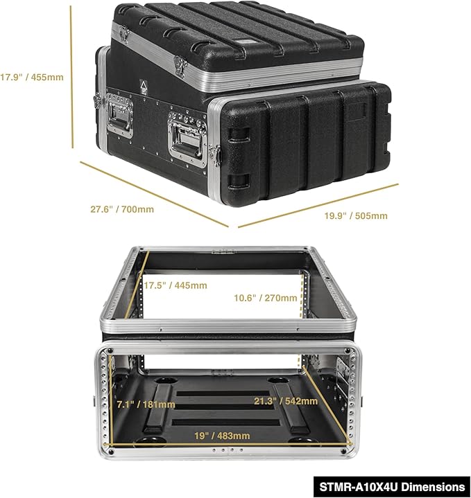 Sound Town Lightweight and Compact 4U ATA ABS Rack Case,