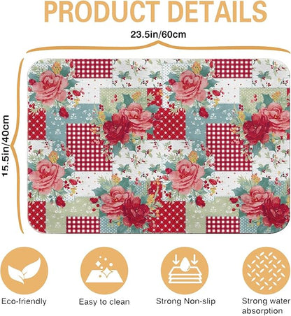 Kitchen Countertop Dish Drying Mat, Super Absorbent Coffee Bar Mat