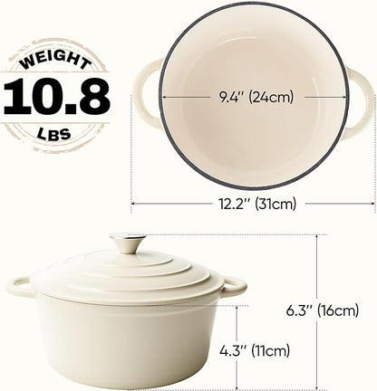 4.5 Quart Dutch Oven Pot with Lid, Non Stick Enameled Cast Iron Dutch Oven