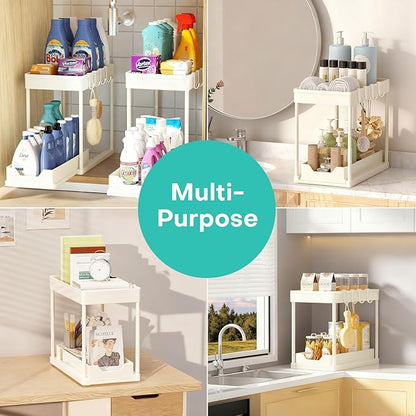 Under Sink Organizers and Storage 2 Pack, Pull-Out Sliding Cabinet Organizer