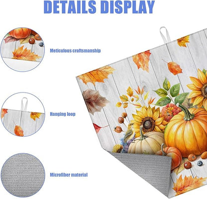 Sunflower Pumpkin Dish Drying Mat