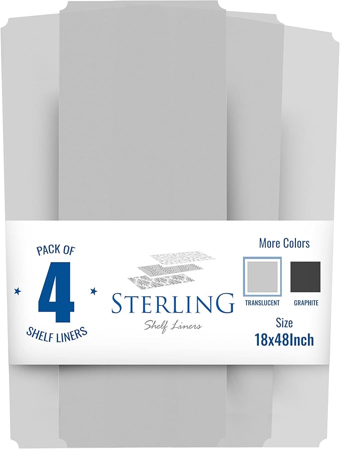 Sterling Shelf Liners for Wire Shelf System - Plastic Wire Shelving Shelf Mats - Clear, 24x48 Inch 4pcs
