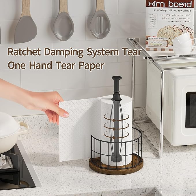 YINMIT Paper Towel Holder Countertop, One-Handed Tear Farmhouse Paper Towel