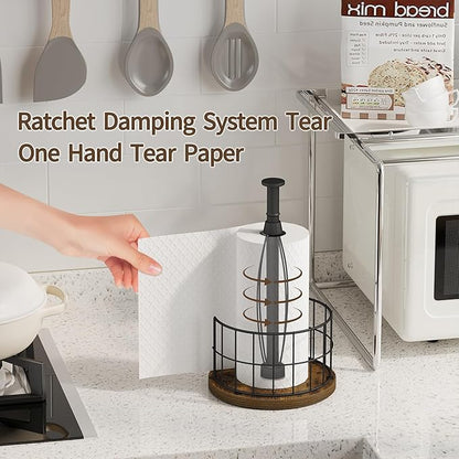 YINMIT Paper Towel Holder Countertop, One-Handed Tear Farmhouse Paper Towel