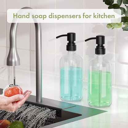 AmazerBath Soap Dispenser, 2 Pack Glass Soap Dispenser