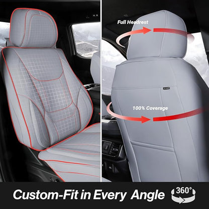 Coverland Custom SUV Car Seat Covers Front Seats for [2010-2023 Lexus GX 460] - Protector Car Seat Cover Water Resistant Leather Memory Form Back Support Seat Cushion [Front-Gray]