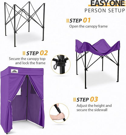 EAGLE PEAK Flex Compact 4x4 Pop-up Canopy Changing Room, Portable Privacy Dressing Room for Indoor Fashion Photoshoots, Camping, or Pool, Purple