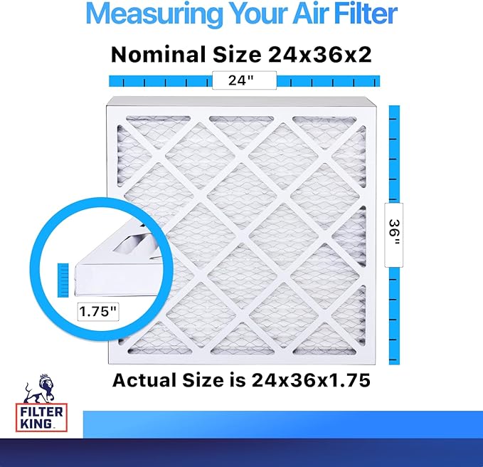 Filter King 24x36x2 Air Filter | 4-PACK | MERV 8 HVAC Pleated A/C Furnace