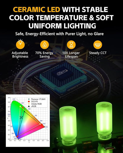 2PCS USB Car Lights, Touch Adjustment Lights, Plug in USB Vehicle Interior Ambient Light, Mini LED Retro Bulb Frosted Glass Night Light for Camping, Holiday Decoration, Party, Bedroom (Green)