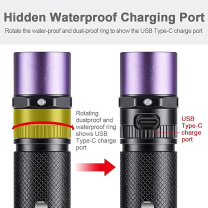 LIGHTFE Blacklight uv Flashlight 365nm UV304 UV Flashlight Rechargeable can be Used for UV Glue Curing and pet Urine Stains, Stains, Minerals, Fluorescent Agents, Detection, etc.