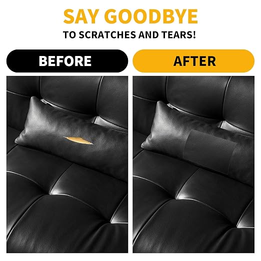 JuCheng Leather Repair Kit -Leather Repair Patch Self-Adhesive Waterproof Patch & Glue for Furniture, Car Seats, Sofa, Couch, Vinyl - Instant Fix for Tears & Scratches (Coffee, 3.5X79 inch)