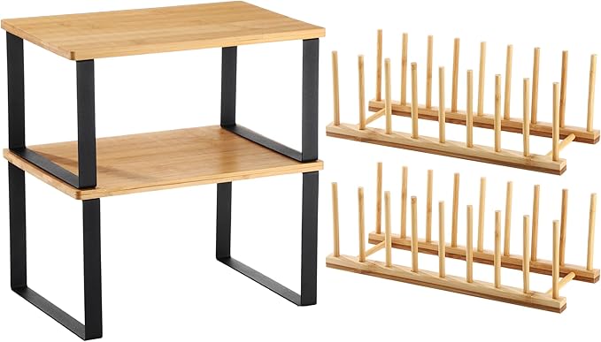 Marsui 4 Pcs Kitchen Organizer Accessories Set Cabinet Organizer Shelf and