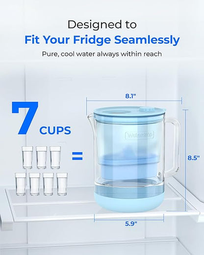 Waterdrop PT-72B-A Glass Alkaline Water Filter Pitcher, Eco-Friendly, Enhances