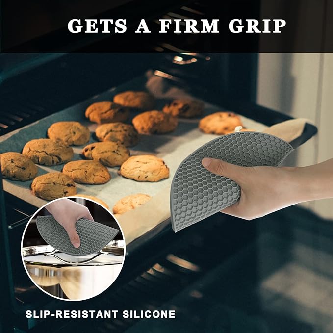 Silicone Trivet Mats, 2 Sizes 7 & 9 Inch Heat Resistant Silicone Hot Pads Pot Holders for Kitchen - Trivets for Hot Dishes, Multipurpose Non-Slip Heat Resistant Mat, Spoon Holder, Drying Mat(Gray)