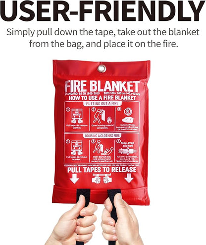 Fire Blanket for Kitchen and Home, 40" x 40", Fiberglass Emergency Fire Blanket, 2 Pack