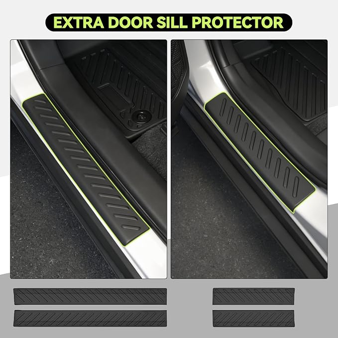 Tongama-Floor Mats for 2023 2024 2025 Kia Sportage Hybrid, All Weather TPE Trunk Mat and Backrest Mats and Cargo Net and Door Sill Guards for Kia Sportage Floor Liner Accessories