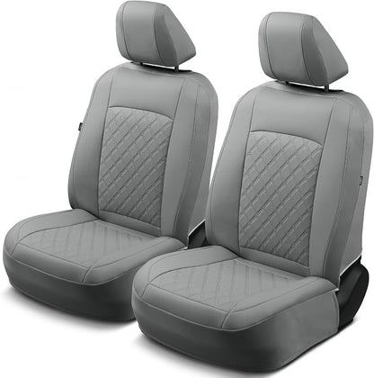 GIANT PANDA Front Seat Covers for Nissan Rogue Altima Sentra Versa Kicks Frontier Murano Pathfinder Maxima,Faux Leather Bucket Seat Cover Fit Nissan Seat Protectors (Gray Diamond) 2-Pack
