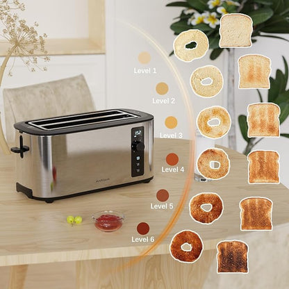 Toaster 4 Slice with Countdown Timer, Extra Wide Slots