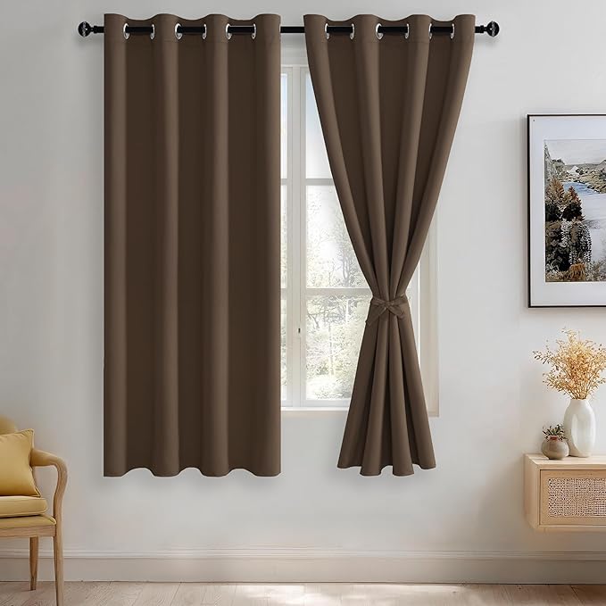 JIUZHEN Blackout Curtains with Tiebacks