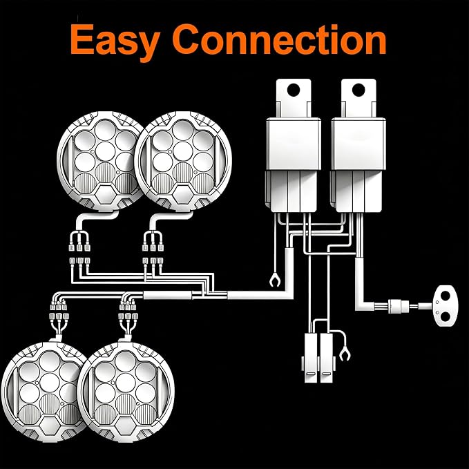 LIGBT 4PCS 7 Inch Yellow Round Side Shooter Offroad Fog Lights Amber DRL 90W 3 Modes 270° Wide Range Super Bright LED Pods Light Kit for Pickup Truck ATV UTV SUV with Wiring Harness 4 Leads