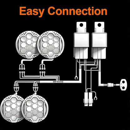 LIGBT 4PCS 7 Inch Yellow Round Side Shooter Offroad Fog Lights Amber DRL 90W 3 Modes 270° Wide Range Super Bright LED Pods Light Kit for Pickup Truck ATV UTV SUV with Wiring Harness 4 Leads