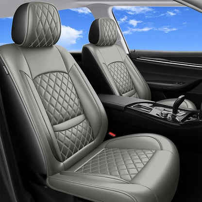 Car Seat Covers Compatible with Hyundai Palisade 2020-2026 - Waterproof & Breathable Luxury Leather All-Weather Seat Cushions Protectors, Airbag Compatible, Only 2 Front seat Covers (Gray)