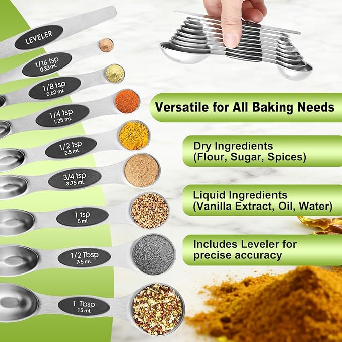 Magnetic Measuring Spoons Set Stainless Steel