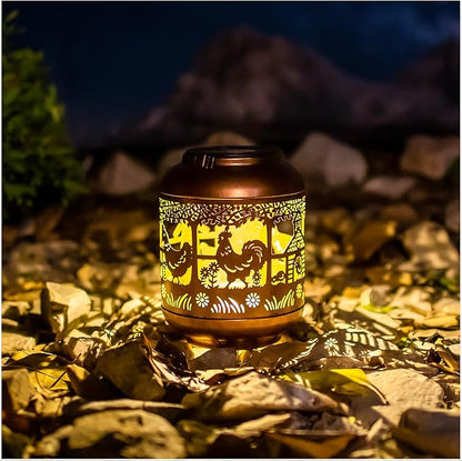 Chicken Solar Lanterns Outdoor Waterproof,Hanging Solar Lights Chicken Gifts for Women Men Metal LED Decorative Light for Yard,Patio,Lawn,Tabletop,Pathway,Landscape,Garden Decor