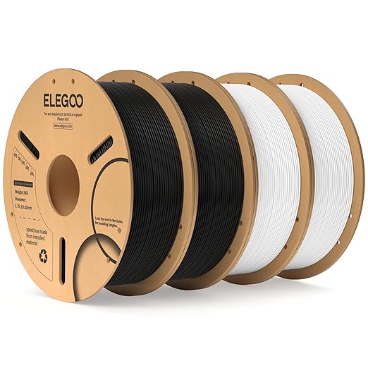 ELEGOO PLA Filament 1.75mm Bundle 4KG, 4 Pack 1kg Cardboard Spool Fits