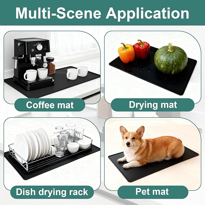 Silicone Coffee Mat, Eco-friendly, Hygienic Drying Pad, Leak-Proof and Non-Slip