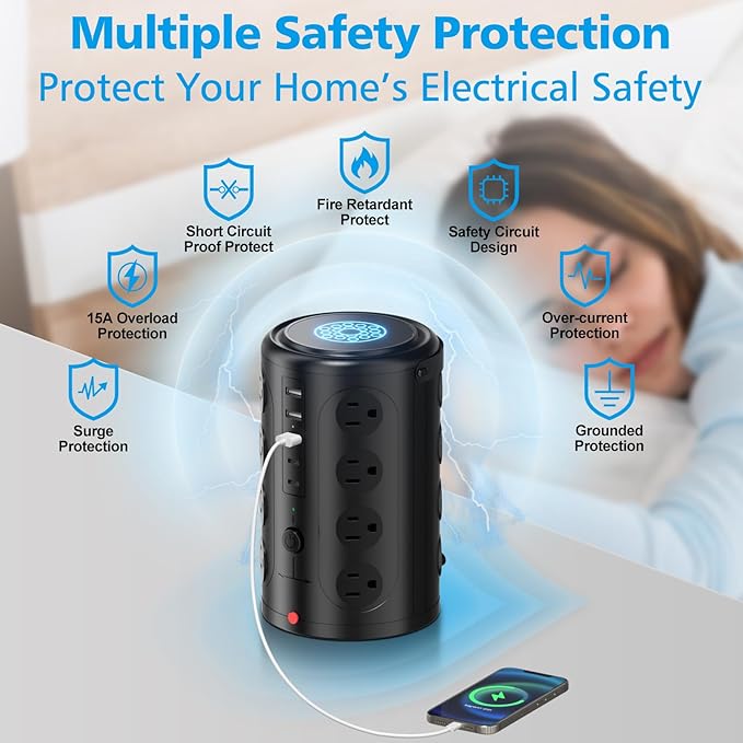 Surge Protector Power Strip, Desk Charging Station