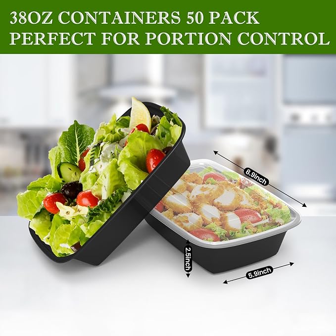 RANLITTLE Meal Prep Containers Reusable 38oz