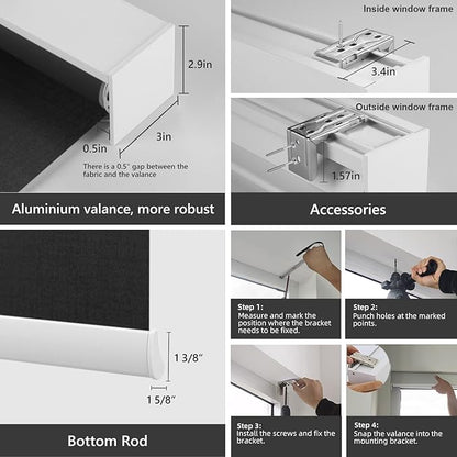 ZSTARR Motorized Smart Blind for Window, Automatic Blackout Roller Shade